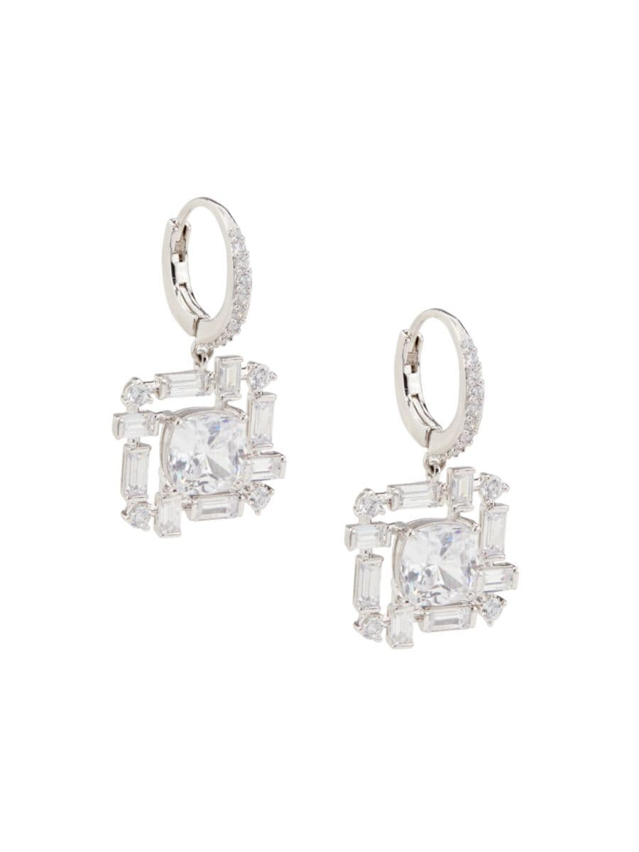 Gwen Rhodium-Plated & Cubic Zirconia Cluster Drop Earrings | Saks Fifth Avenue