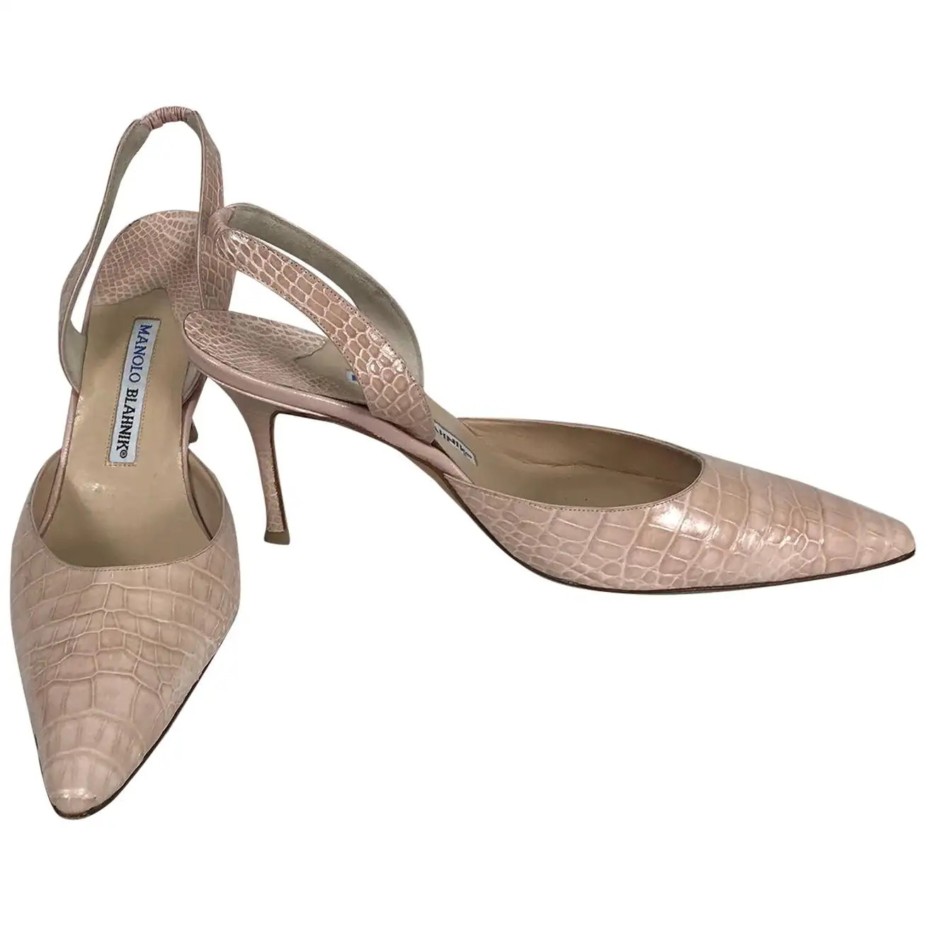 Manolo Blahnik Pale Pink Alligator Sling Back High Heel Pumps 40 | 1stDibs