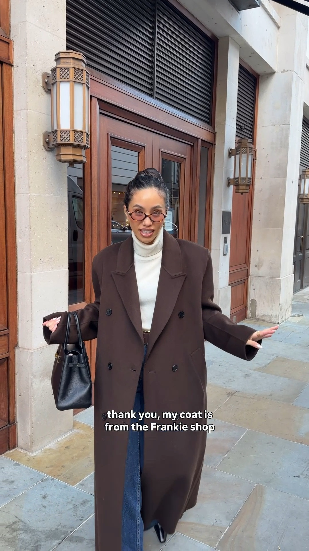 Winter outfit of the day 🤎🐻 

Frankie shop coat (size XS) 
Abercrombie high rise wide leg jeans (24 regular) 
Cashmere roll neck (size XS) 

#LTKwinter #LTKstyletip #LTKuk