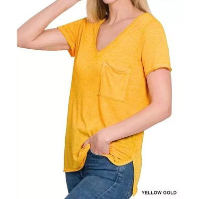 Women's Melange Burnout V-Neck T-Shirt - ZENANA S | Target