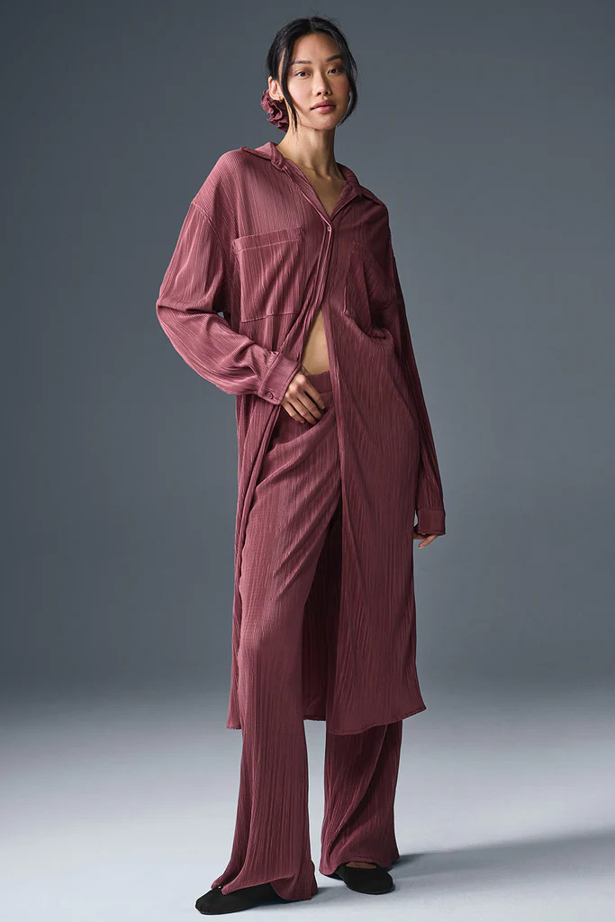Micro Plisse Shirt Dress - Burgundy Truffle | Alo Yoga (US)