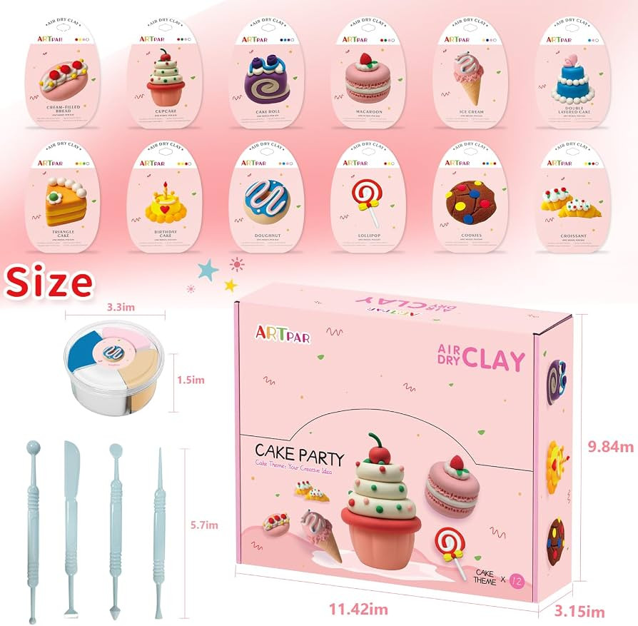ARTPAR Air Dry Clay Kit,12 Desserts Modeling Magic Clay for Kids Sculpting Set, Ultra-Light & Sof... | Amazon (US)
