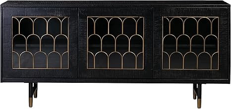 TOV Furniture The The Gatsby Collection Art Deco Brass Dark Acacia Wood Buffet Table with Tempere... | Amazon (US)