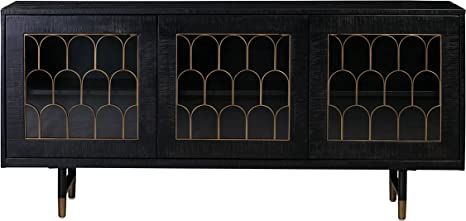 Amazon.com - TOV Furniture The The Gatsby Collection Art Deco Brass Dark Acacia Wood Buffet Table... | Amazon (US)