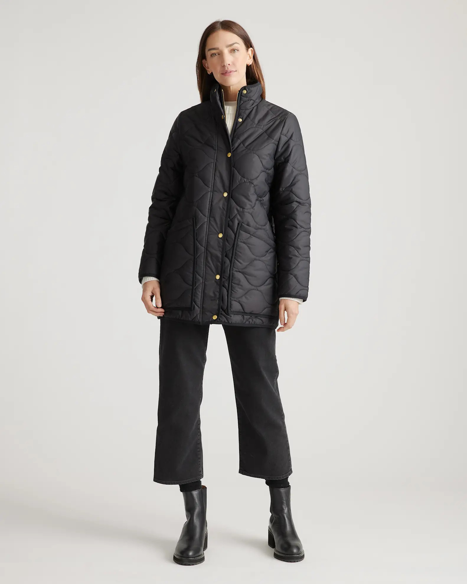 Featherless Quilted Long Puffer Jacket in Black | Quince