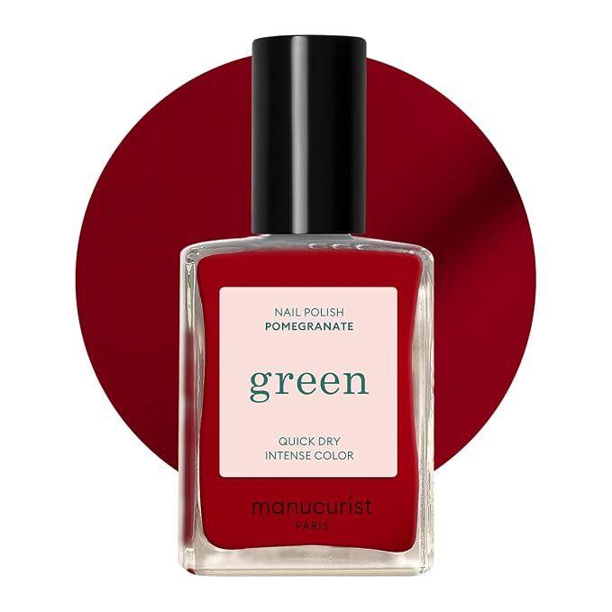 Manucurist Green Quick Dry Nail Polish Pomegranate - Rosy Red Nail Polish - 9-Free, Plant-Based a... | Amazon (US)
