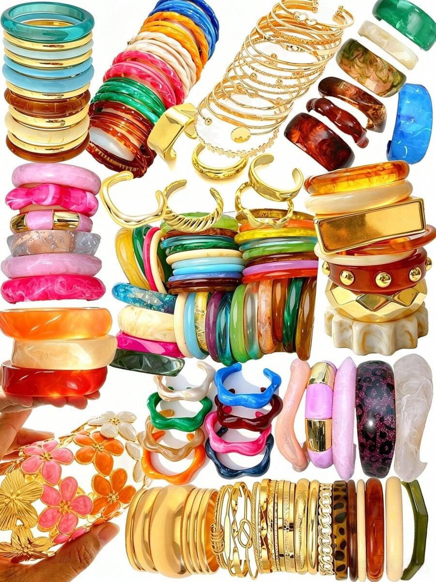 Random 21/15/11/8/4/1pc Vintage Fashion Elegant Bohemian Style Exaggerated Wide Face Geometric Ir... | SHEIN