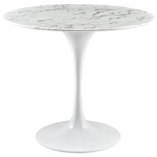 MODWAY 36 in. Lippa in White Round Artificial Marble Dining Table EEI-1129-WHI | The Home Depot