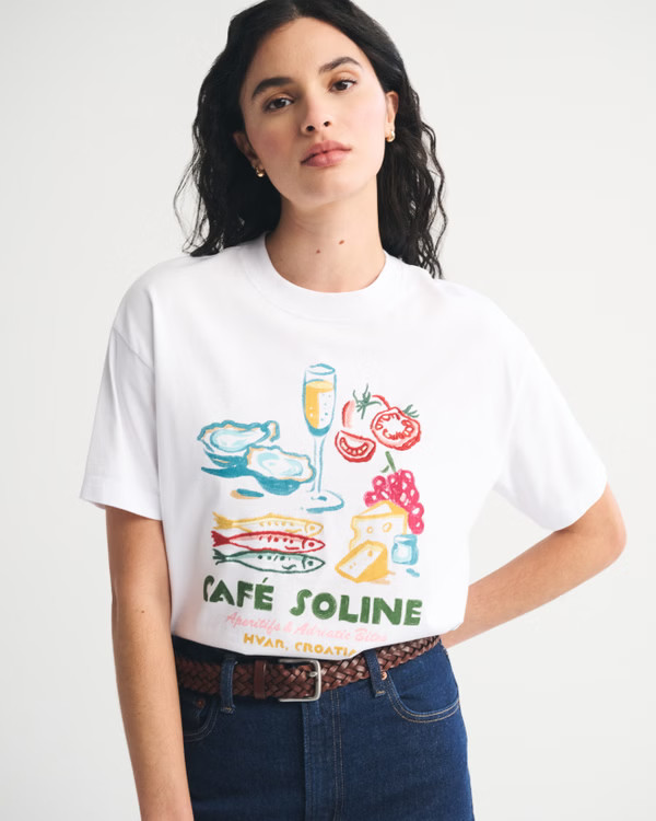 Women's Oversized Cafe Graphic Tee | Women's Tops | Abercrombie.com | Abercrombie & Fitch (US)