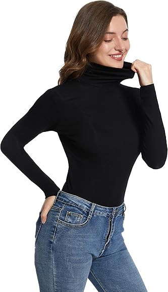 ACANI Turtle Neck Tops for Women Ribbed Women's Long Sleeve Slim Fit Mock Turtleneck Basic Stretc... | Amazon (CA)
