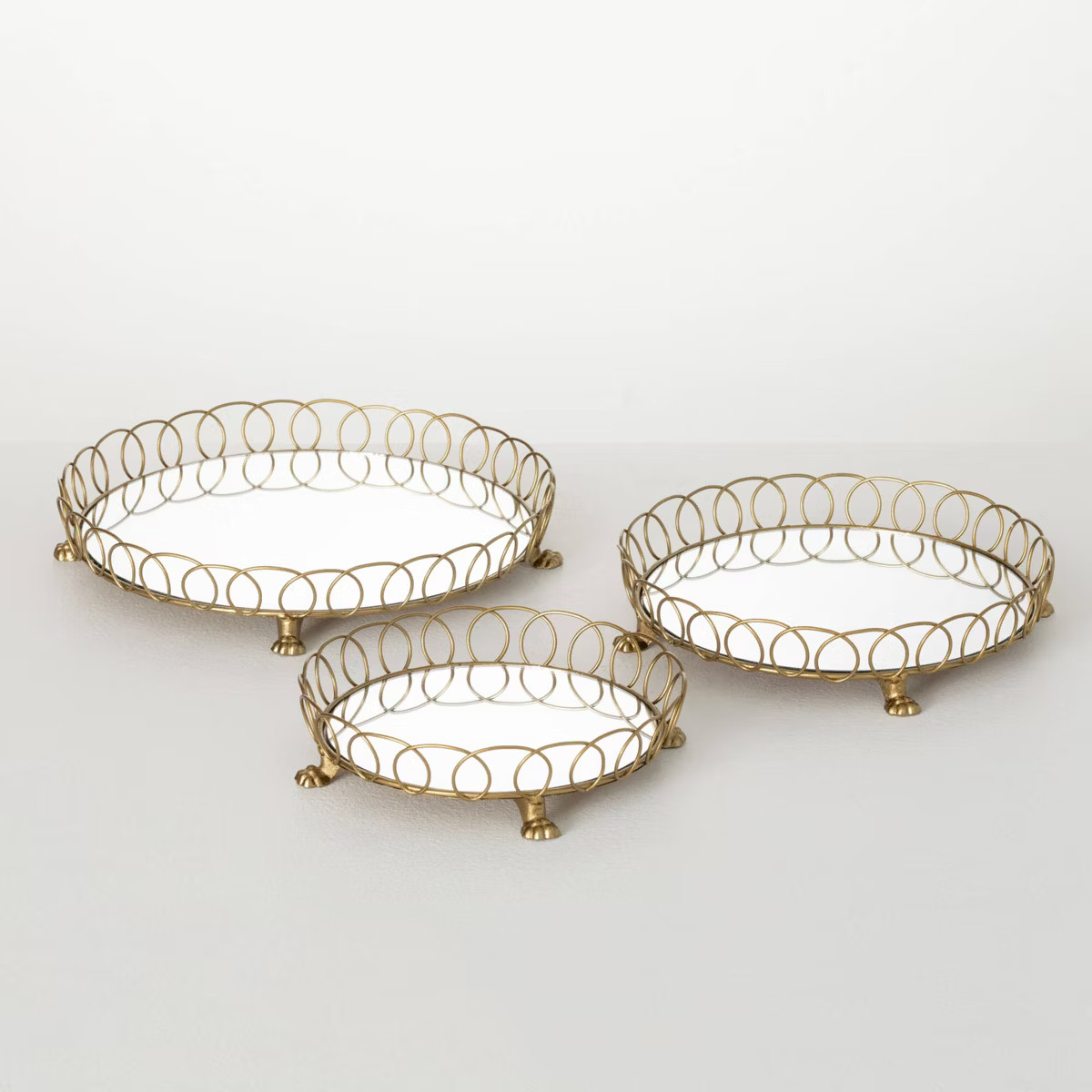 Sullivans Gilded Gold Mirror Tray Set of 3, 12.5"Wide, Metal | Target