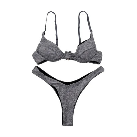 ZIYIXIN Women Sparkle Padded Bikini Set Swimwear Ladies Glitter Swimsuit Bathing Suit | Walmart (US)