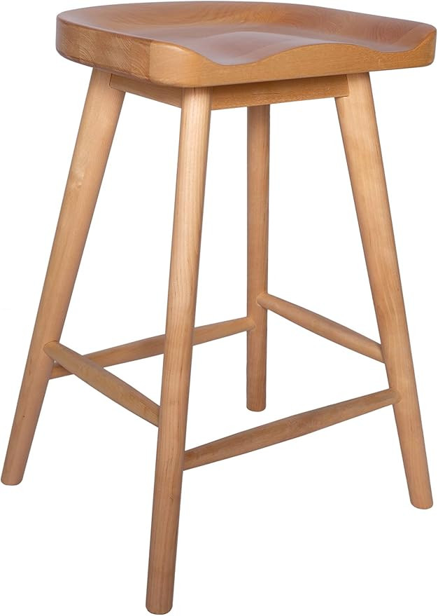 Amazon Brand - Rivet Counter-Height Kitchen Bar Stool, 24&quot; H, Birch Wood, Natural Finish | Amazon (US)
