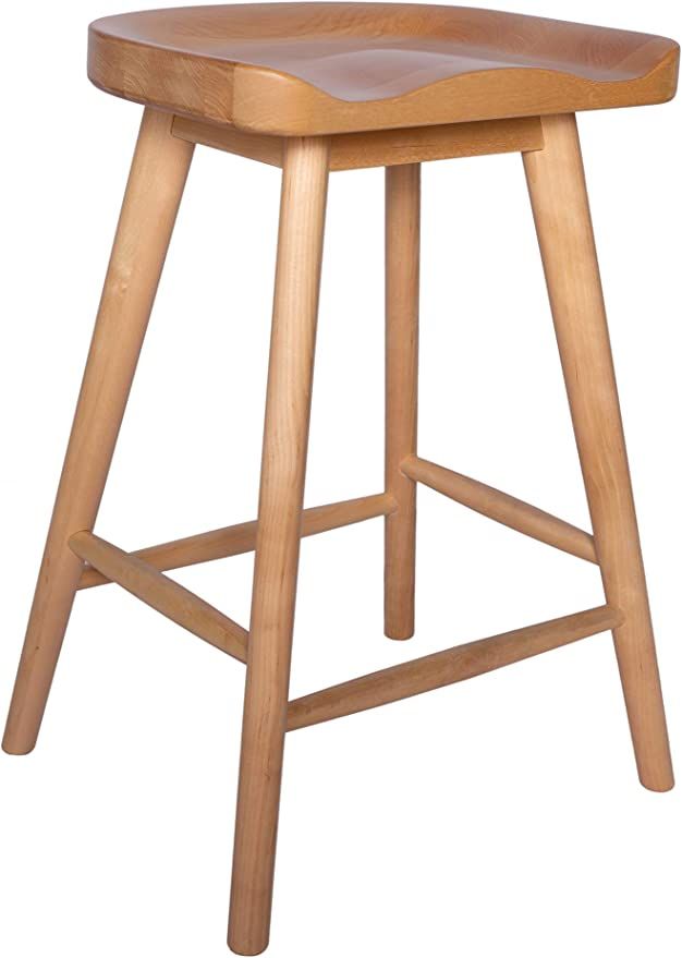 Amazon Brand - Rivet Counter-Height Birch Kitchen Bar Stool, 24"H, Natural Finish | Amazon (US)