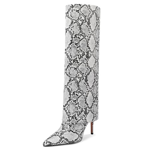 perixir Snakeskin Boots Knee High Boots Women Sexy Stunning and Stylish Exquisite Pointed Toe Fin... | Amazon (US)