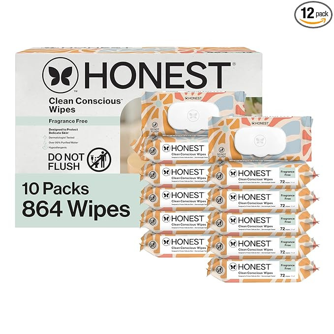 The Honest Company Hypoallergenic Multi-Use Baby Wipes for Sensitive Skin, Sunburst, 864 Count | Amazon (US)