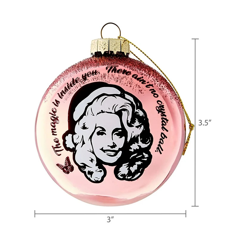 Dolly Parton 80MM Glass Ornament, Pink, Glitter, by Ruz | Walmart (US)