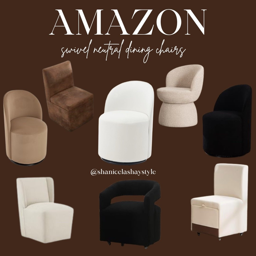 Neutral swivel dining chairs from Amazon that give style and function 🤎 Perfect for dining rooms, home offices, or even a chic corner setup. I rounded up some of my faves in all the neutral tones — linked them all below!

#amazonchairs #swiveldiningchairs #neutraldecor #ltkhome #modernfurniture #affordabledecor #amazonhomefinds #diningroominspo #neutralstyle #interiorinspo #accentchairs #homestyling #budgetfriendlyfurniture #interiorstyle #shanicelashaystyle

#LTKHome #LTKFamily #LTKStyleTip