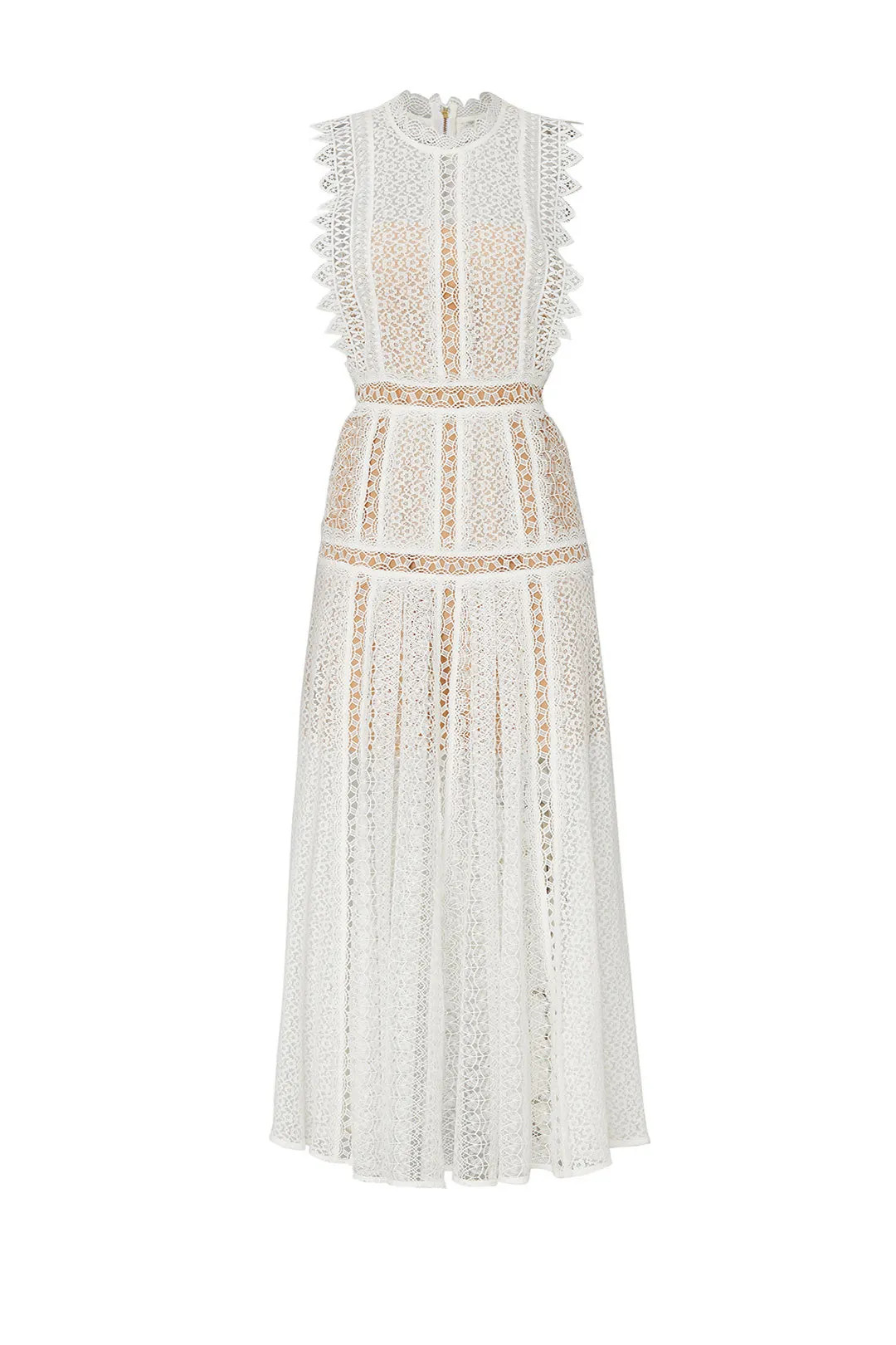 White Lace Panel Midi Dress | Rent the Runway