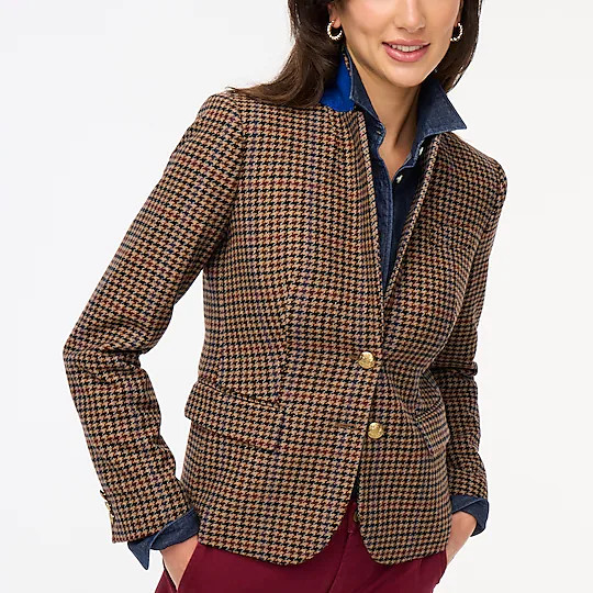 Wool-blend schoolboy blazer in houndstooth | J.Crew Factory
