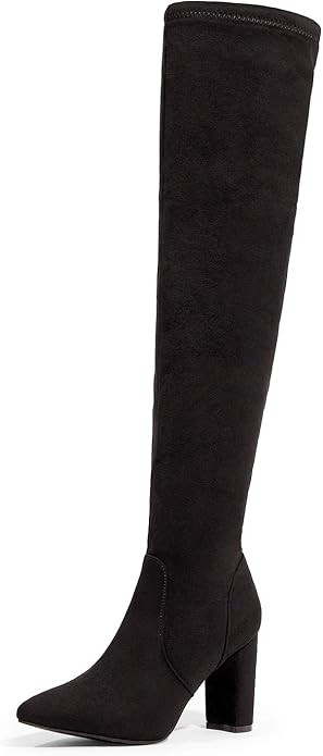 DREAM PAIRS Women's Thigh High Fashion Boots Over The Knee Block Heel Boots | Amazon (US)