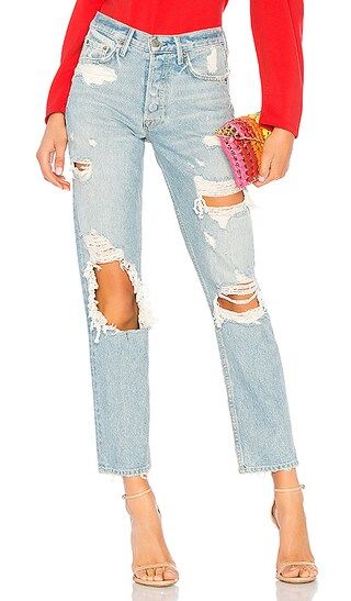 GRLFRND Helena High-Rise Straight Jean in Call Me | Revolve Clothing (Global)