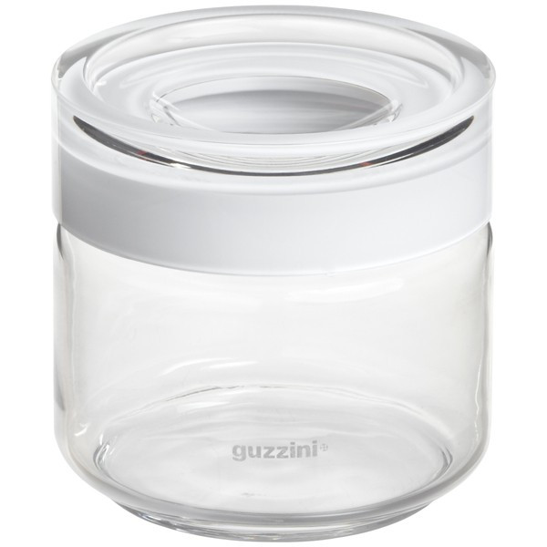guzzini 1 qt. Blanca Glass Canister White Acrylic Lid | The Container Store