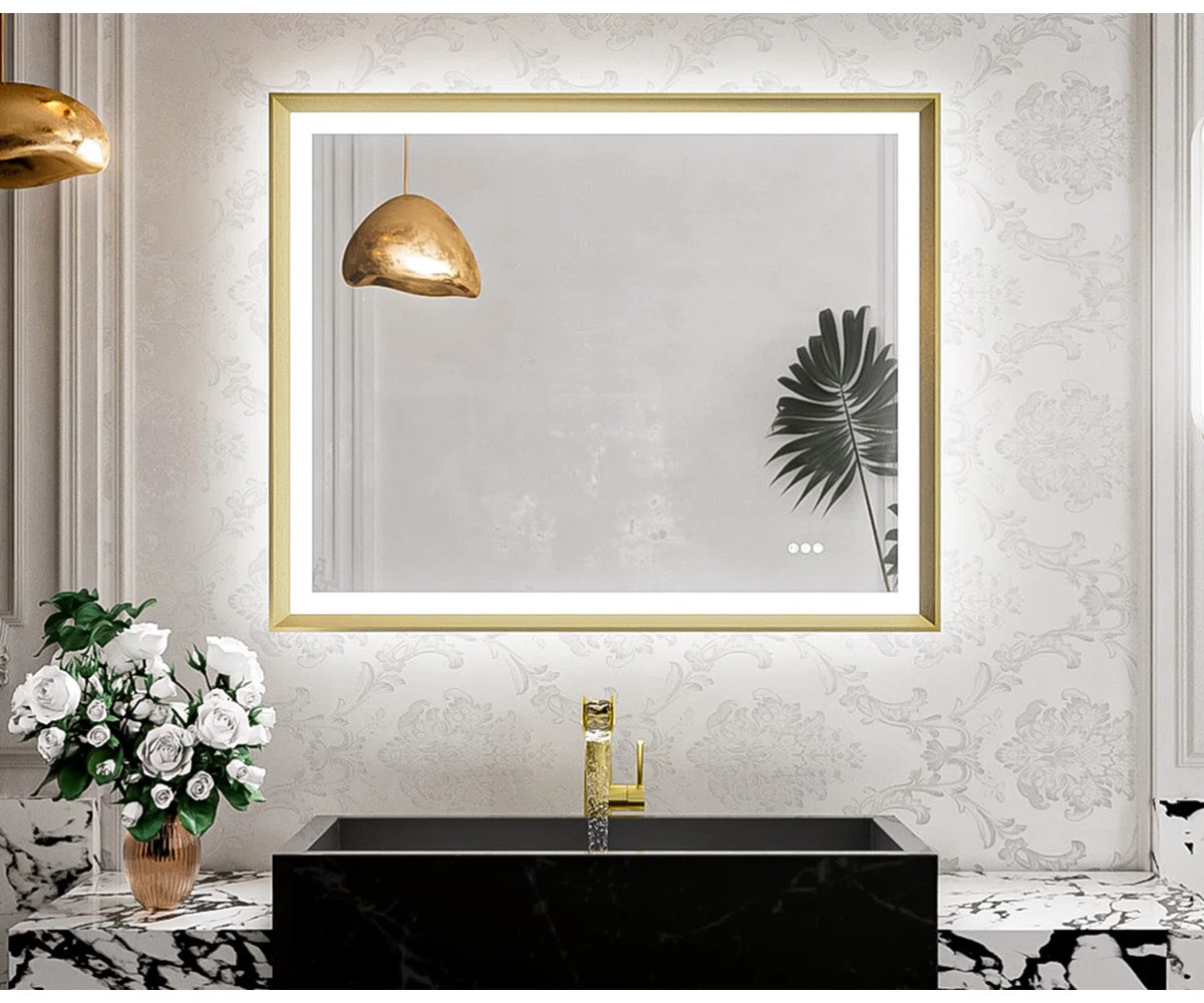 New Rockford Frontlit & Backlit Bathroom Vanity Mirror LED Lights Anti-Fog Wall Mirror | Wayfair North America