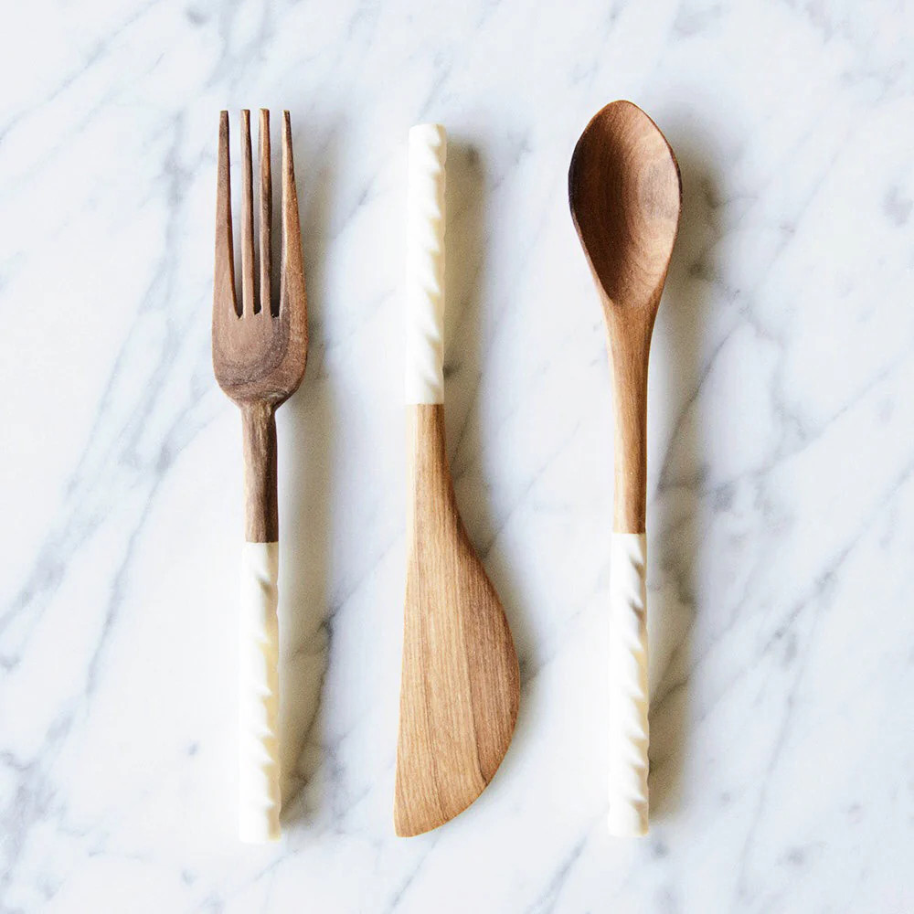 Wild Olive Wood Appetizer Serving Set | Roan Iris
