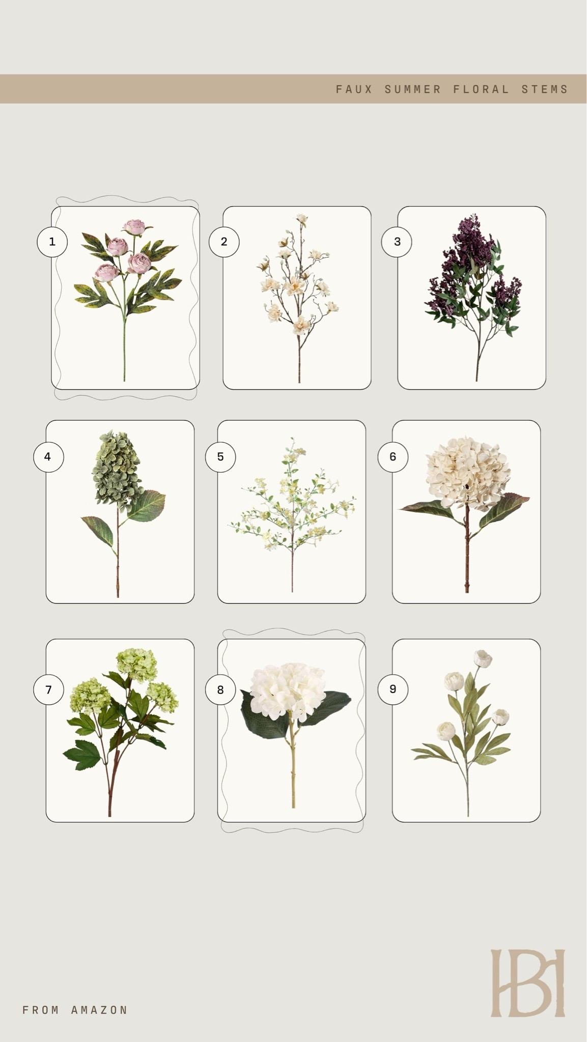 Faux florals for the summer season 🌷 These pretty flower stems are gorgeous home decor for the summer. I love the creamy white hydrangeas!