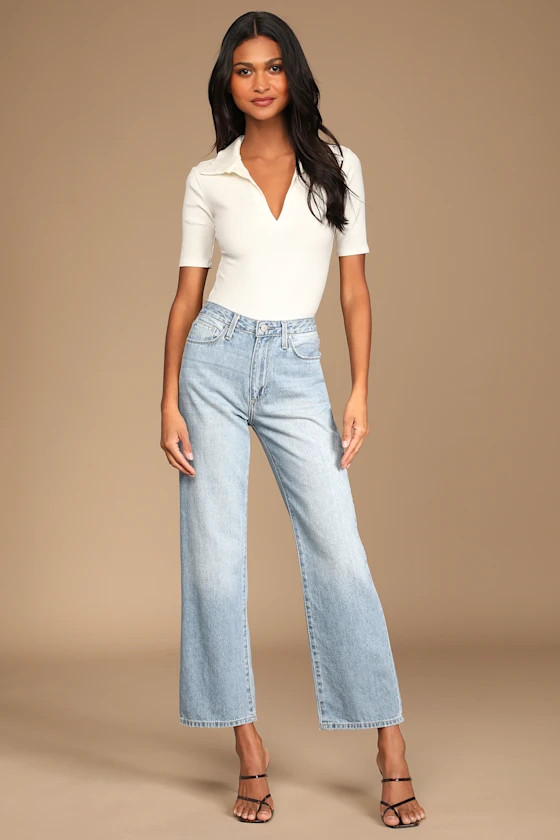Throwback Vibes Light Wash High-Waisted Dad Jeans | Lulus (US)