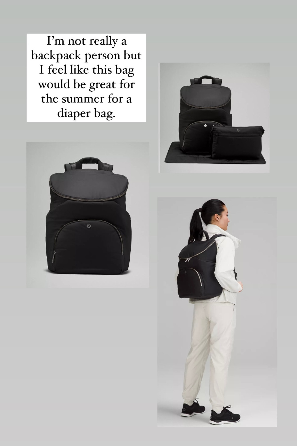 lululemon diaper bag black and water Lululemon workout / diaper bag