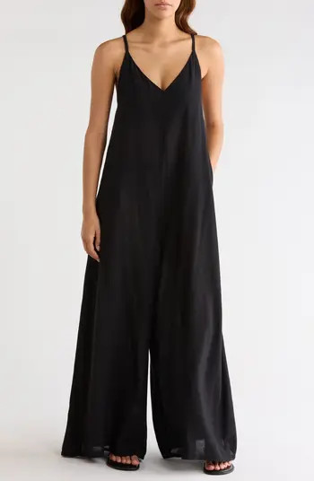 Elan Wide Leg Cotton & Linen Blend Cover-Up Jumpsuit | Nordstrom | Nordstrom