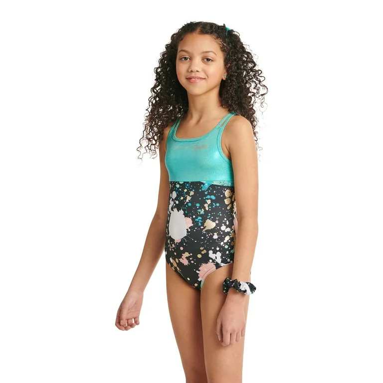 Justice Girls Splatter Dance and Gymnastics Leotard With Scrunchie, Sizes XS-XL, 1-Pack | Walmart (US)