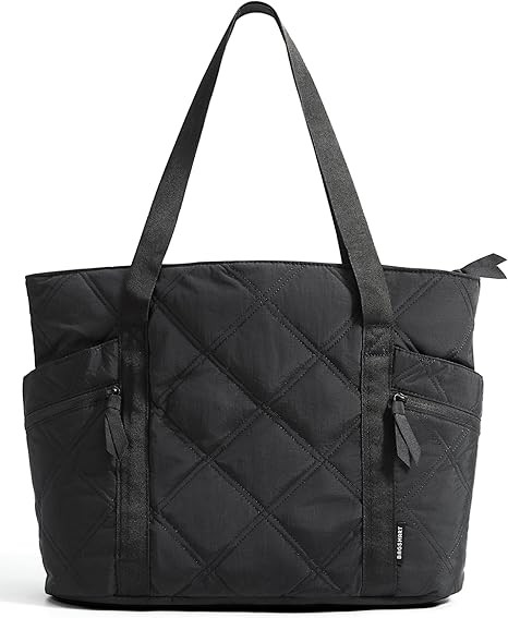 BAGSMART Crush Tote Bag for Women, 20L Puffer Work Tote with Zipper, Travel Essentials Quilted Nu... | Amazon (US)