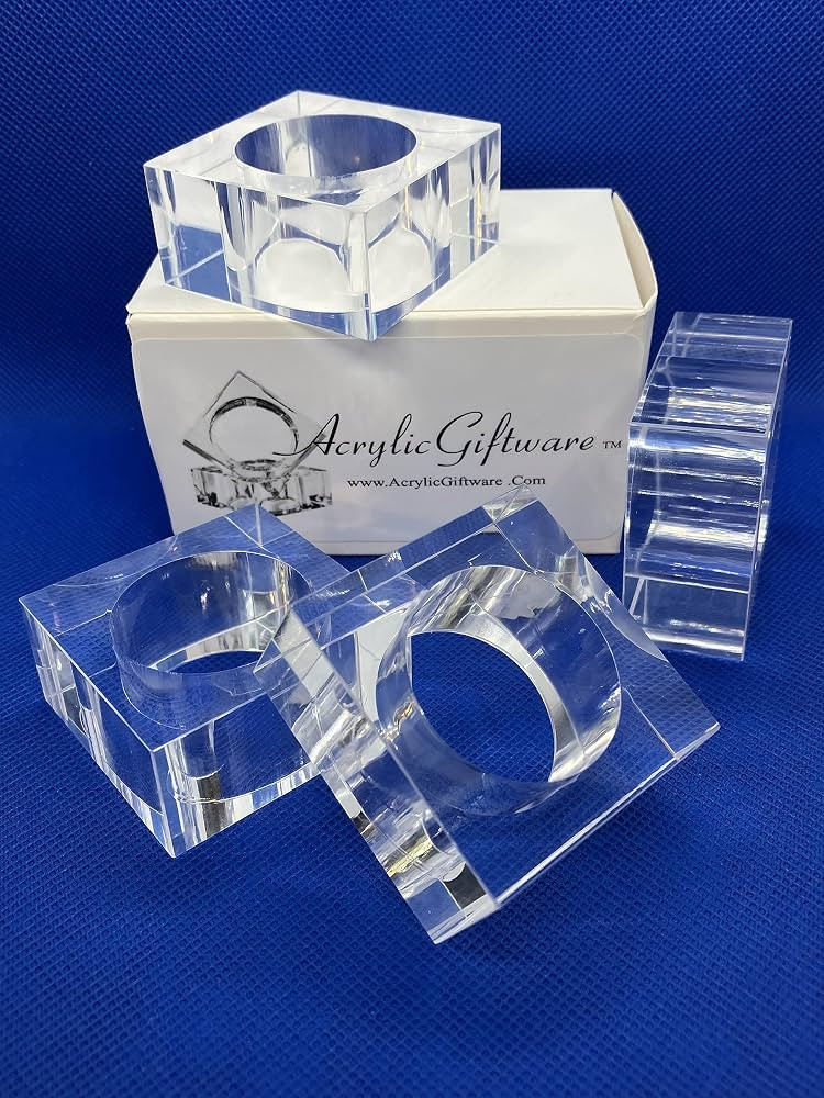 Square Acrylic Napkin Ring (Set of 4) Block Style | Amazon (US)