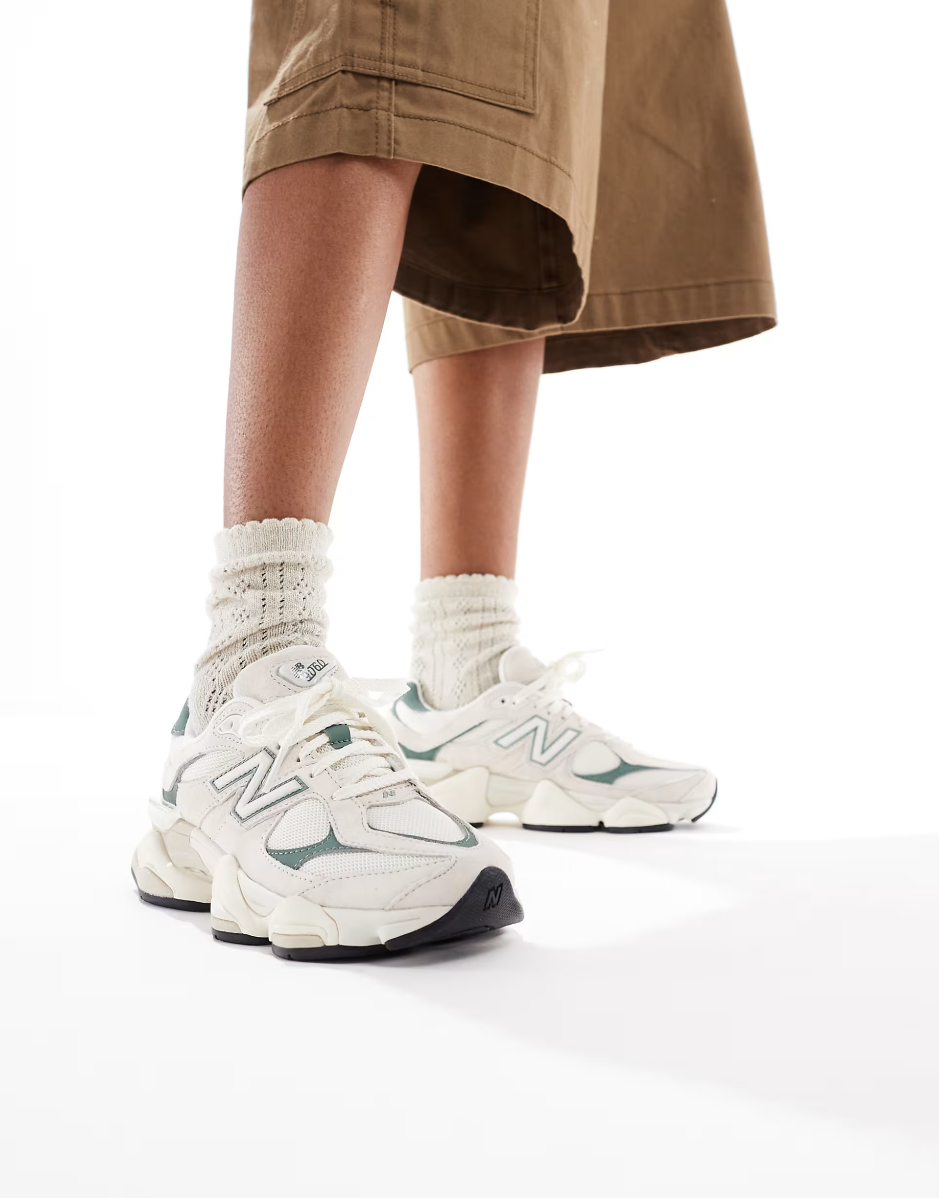 New Balance 9060 trainers in off white and green | ASOS | ASOS (Global)