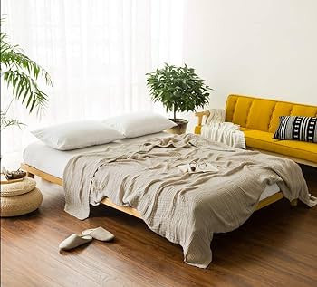 EMME Cotton Bed Blanket Soft Muslin Throw Blankets for Adults and Baby 55"x75" Lightweight Soft B... | Amazon (US)