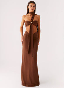 Olive Bloom Maxi Dress - Chocolate | Peppermayo (Global)