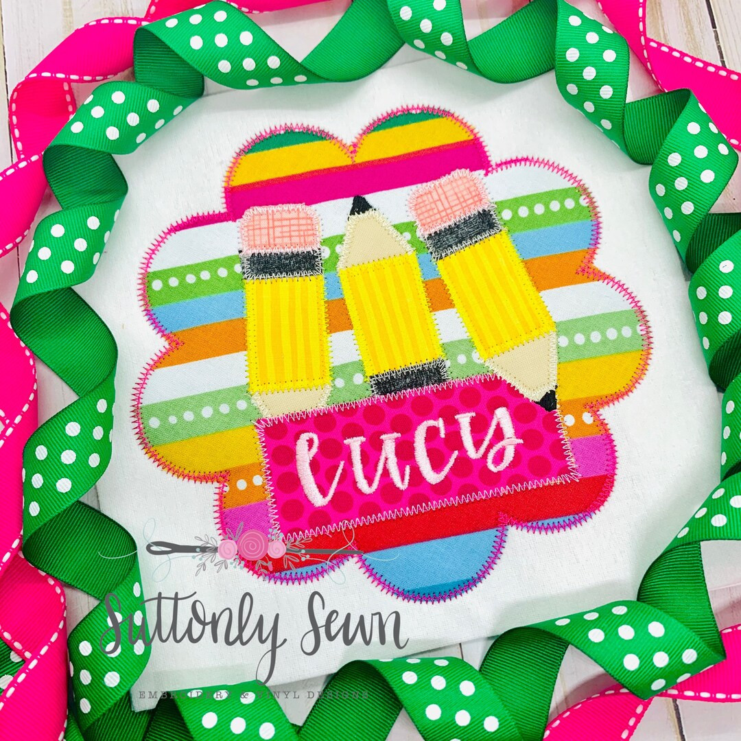 Back to School girl pencil embroidered shirt, personalized | Etsy (US)