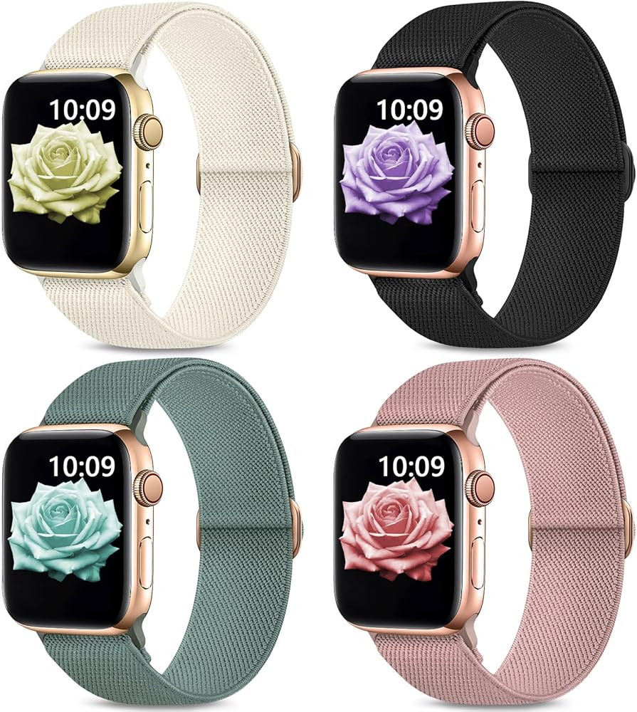 Stretchy Nylon Bands Compatible with Apple Watch Band 38mm 40mm 41mm 42mm 44mm 45mm 49mm for Wome... | Amazon (US)