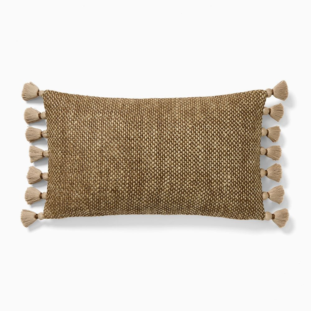 Two-Tone Chunky Linen Tassels Pillow Cover | West Elm (US)
