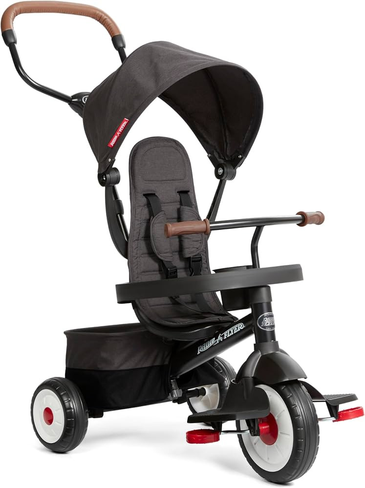 Radio Flyer Premium Stroll 'N Trike, Black Baby Trike for Ages 1-5 Years, Premium Baby Tricycle | Amazon (US)