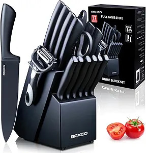 RAXCO Knife Set with Block, Kitchen Knife Set-6 Kitchen Knives,6 Steak Knives,Dishwasher Safe kni... | Amazon (US)
