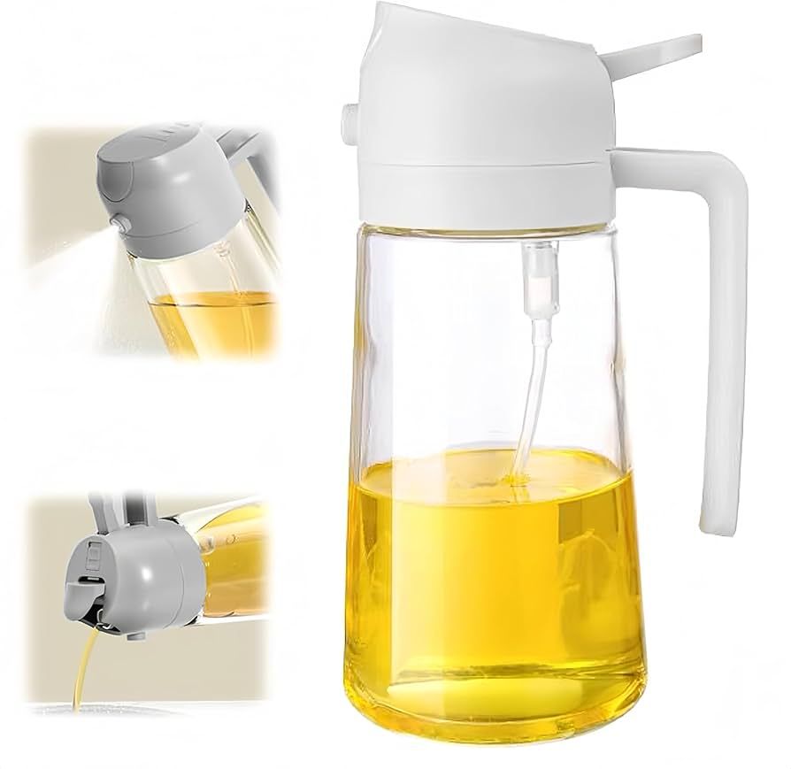 2 in 1 Olive Oil Dispenser Bottle for Kitchen,Oil Sprayer for Cooking, 1.56oz/470ml Premium Glass... | Amazon (US)