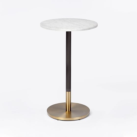 White Marble Bar Table, Round + Orbit Base | West Elm (US)