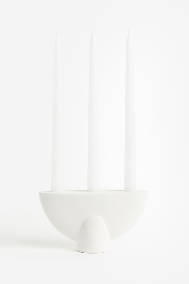 Large Stoneware Candelabra - White - Home All | H&M US | H&M (US + CA)