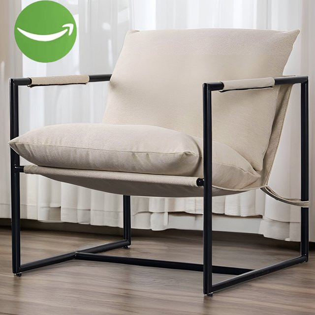 Unikome Basic Livingroom Sling Accent Arm Chair Morden Chair Metal Lounge Chair, Metal Framed Arm... | Walmart (US)