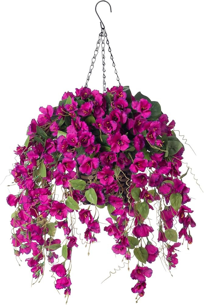 Artificial Faux Hanging Flowers Plants Baskets for Outdoor Outside Spring Summer Decoration, Fake... | Amazon (US)