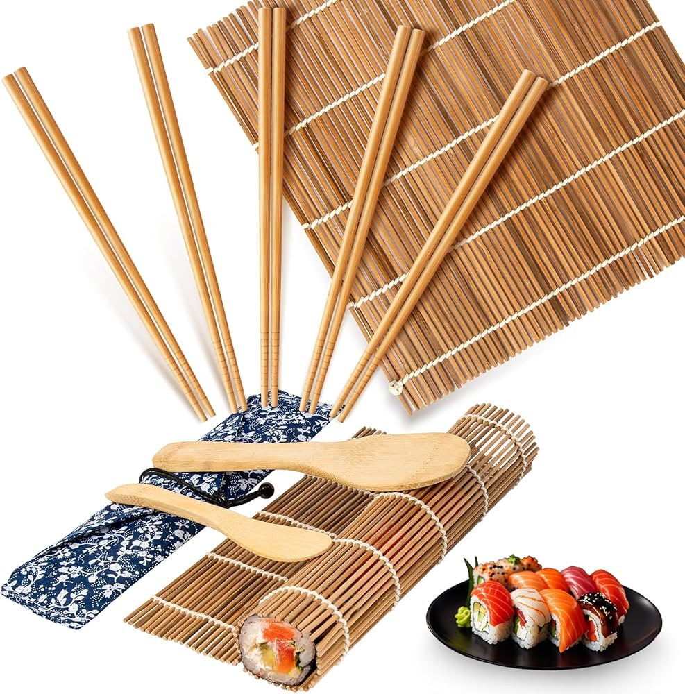 Sushi Making Kit - Premium Sushi Mold Including 2 Pack Bamboo Sushi Rolling Mat,5 Pairs Of Chopst... | Amazon (US)